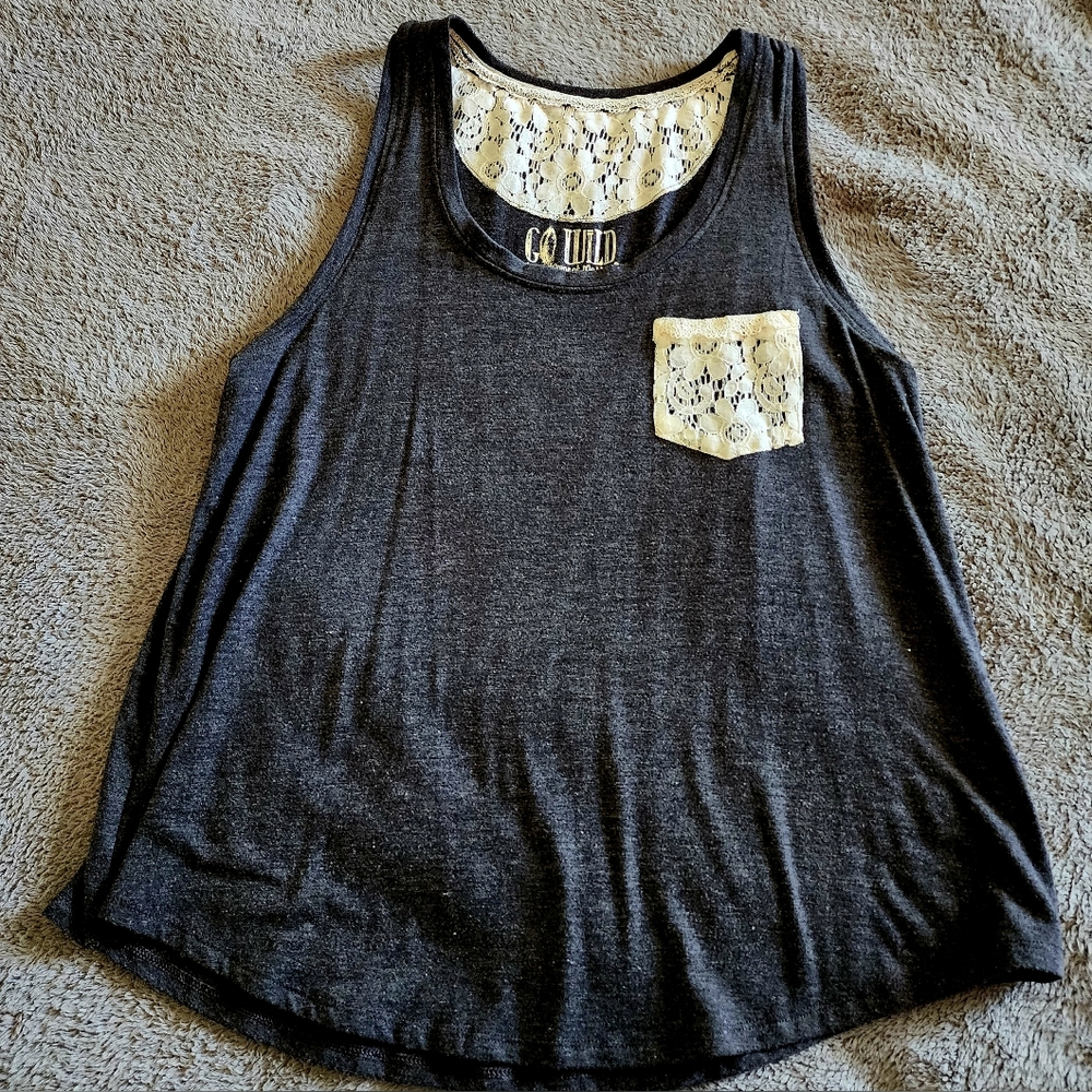Lace embellished tank top